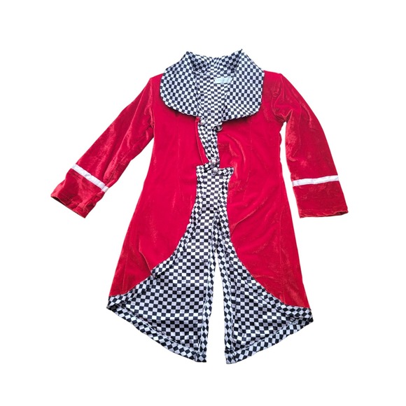 Trish Scully Other - Trish Scully Kids Red Velvet Checkerboard Tailcoat Circus Costume Child Size‎ 7